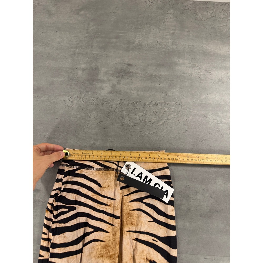 I.AM.GIA Flare Pants Womens XXS Blare Track Wild Side Tan Tiger Stripe NEW $85 - Picture 9 of 13